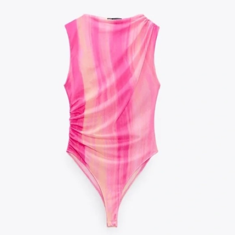 Zara pink semi sheer bodysuit
